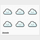 Happy Cloud – Cute Kawaii Illustration スクエアシール (シート)