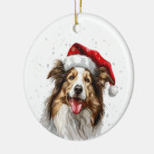 Happy Colley Dog Christmas Personalized セラミックオーナメント (左)