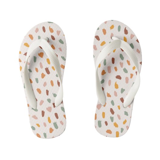 Happy Coloured Dot Shapes Pattern Slippers キッズビーチサンダル (フットベッド)