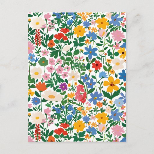 Happy Colourful Botanical Flowers Floral Card. ポストカード (正面)