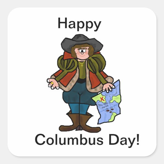 Happy Columbus Dayスタンプ – Ver.2 スクエアシール (正面)