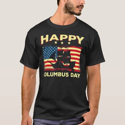 Happy Columbus Day Discoveryエクスプローイタリアンラー Tシャツ (正面)