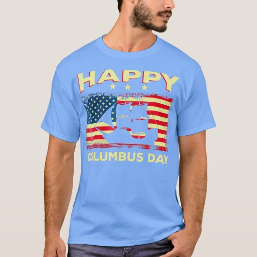 Happy Columbus Day Discoveryプロレイタリアンータ Tシャツ (正面)