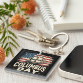 Happy Columbus Day of Exploration and Reflection キーホルダー (正面右)