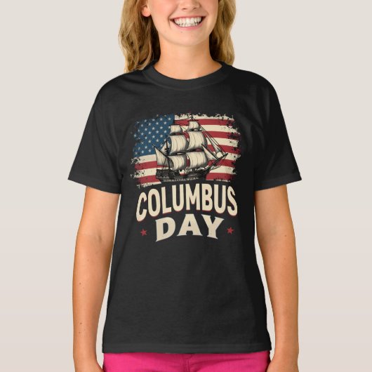Happy Columbus Day of Exploration and Reflection Tシャツ (正面)