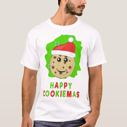 Happy Cookiemas – クリスマスインスパイアデザイン Tシャツ (正面)