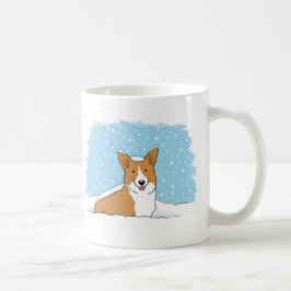 Happy Corgi in the Snow | かわいい冬の休日を過ごす犬 コーヒーマグカップ