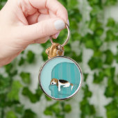 Happy Couch Beagle | Cute Sleeping Dog | Pet Art キーホルダー (手)