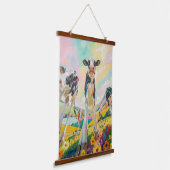 Happy Cow Wood Topped Wall Tapestry 吊り下げ型タペストリー (傾斜あり)