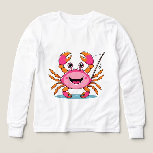 Happy Crab Fishing – Kids’ Long Sleeve Tee (デザイン正面)