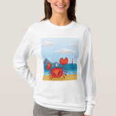 Happy Crab on Beach with Lighthouse Tシャツ (正面)