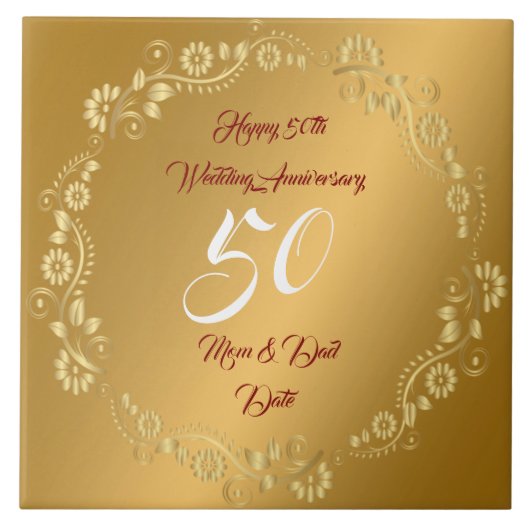 Happy Customize Gold 50th Anniversary タイル (正面)