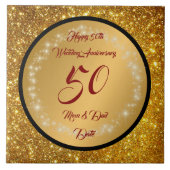 Happy Customize Gold Glitter 50th Anniversary タイル (正面)