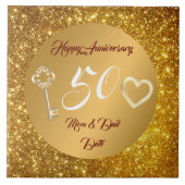 Happy Customize Love Gold 50th Anniversary  タイル (正面)