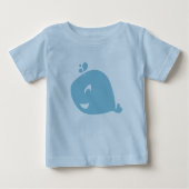 Happy Cute Blue Whale ベビーTシャツ (正面)