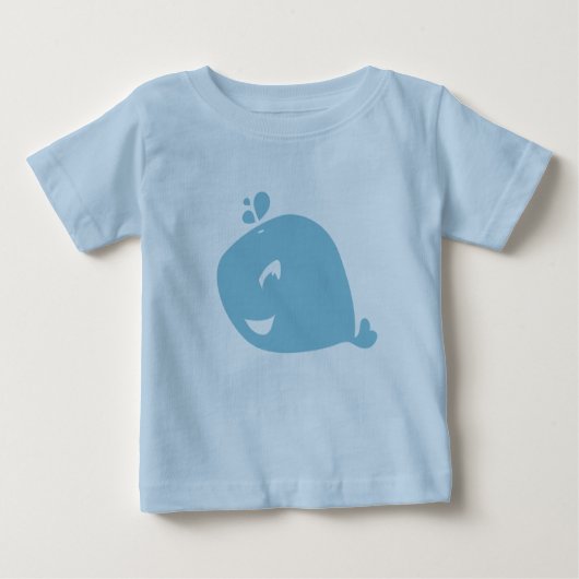Happy Cute Blue Whale ベビーTシャツ (正面)