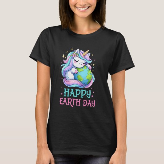 Happy Cute Earth Day Unicorn Teachers Save Planet Tシャツ (正面)