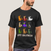 Happy Cute German Shepherd Dog Witch Mummy Hallowe Tシャツ (正面)