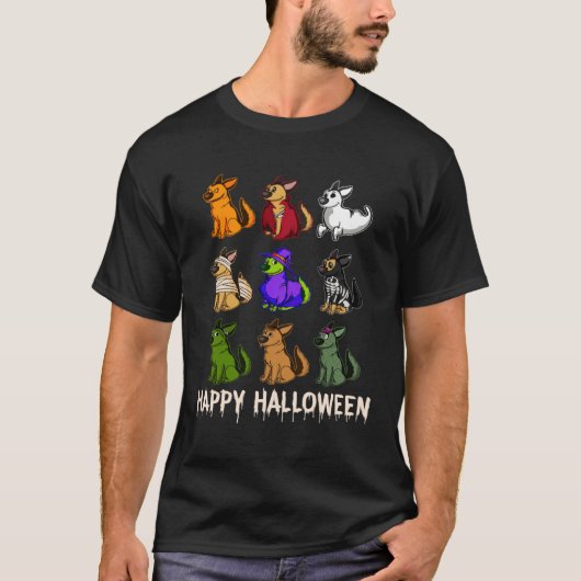 Happy Cute German Shepherd Dog Witch Mummy Hallowe Tシャツ (正面)