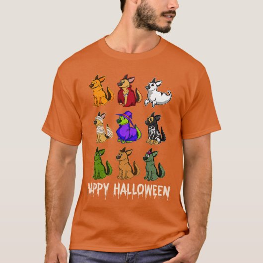 Happy Cute German Shepherd Dog Witch Mummy Hallowe Tシャツ (正面)