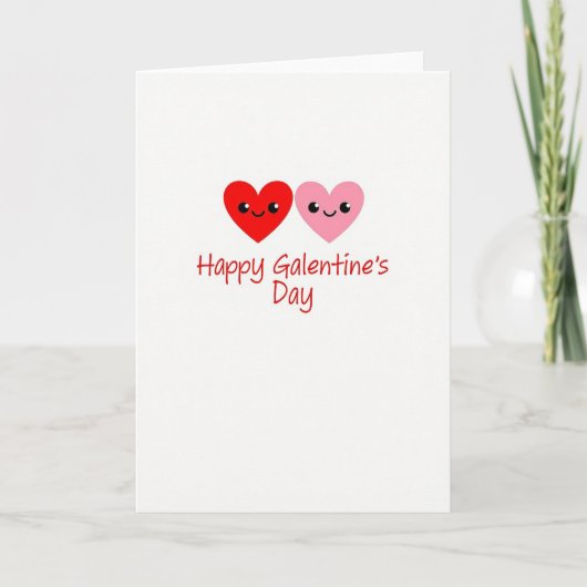 Happy Cute Hearts Galentines Day Card カード (正面)
