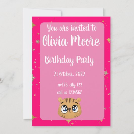 Happy cute little tiger 招待状 (裏面)