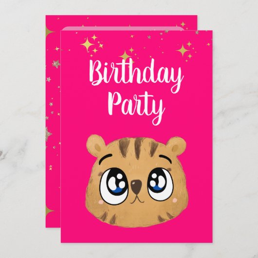 Happy cute little tiger 招待状 (正面/裏面)