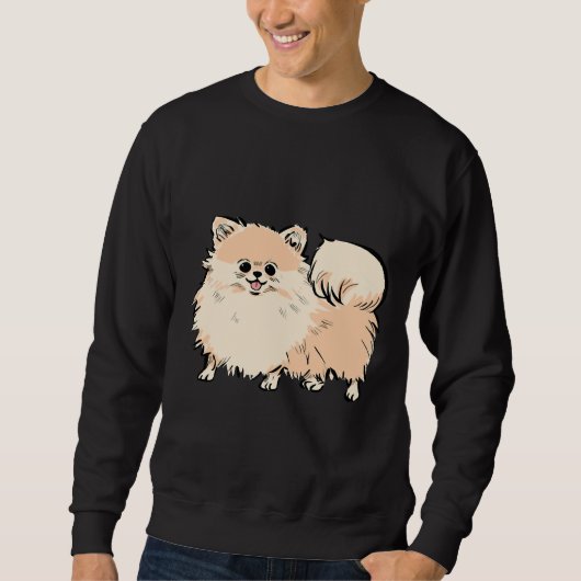 Happy Cute Pomeranian Puppy Dog 62 スウェットシャツ (正面)