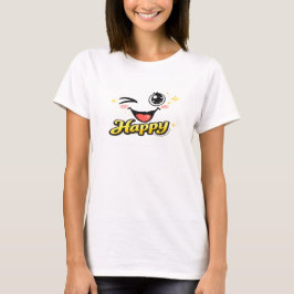 Happy Cute Smiley Face Graphic T-Shirt for Women Tシャツ