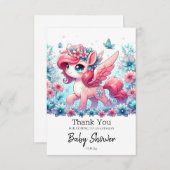 Happy Cute Unicorn赤ちゃんシャワー サンキューカード (正面/裏面)