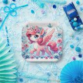 Happy Cute Unicorn赤ちゃんシャワー ペーパープレート (パーティー)