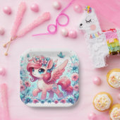 Happy Cute Unicorn赤ちゃんシャワー ペーパープレート (パーティー)