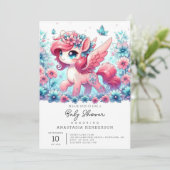 Happy Cute Unicorn赤ちゃんシャワー 招待状 (スタンド正面)