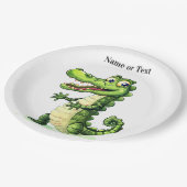 Happy Cute Wild Crocodile Jungle Trees Beautiful ペーパープレート (アングル)