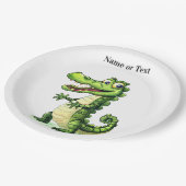 Happy Cute Wild Crocodile Jungle Trees Beautiful ペーパープレート (アングル)