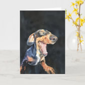 Happy Dachshund Card (Blank) カード (黄色い花)