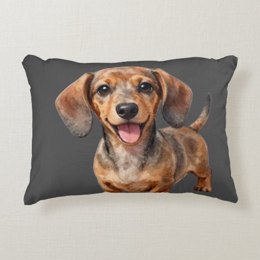 Happy Dachshund Puppy アクセントクッション (正面)