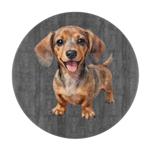 Happy Dachshund Puppy カッティングボード (正面)
