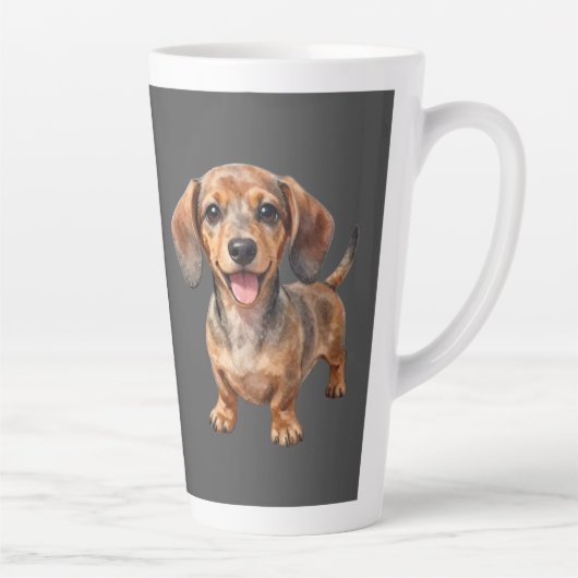 Happy Dachshund Puppy カフェラテマグ (右)