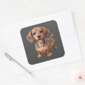 Happy Dachshund Puppy スクエアシール (封筒)
