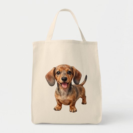 Happy Dachshund Puppy トートバッグ (正面)