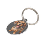 Happy Dachshund Puppy ペット　ネームタグ (側面)