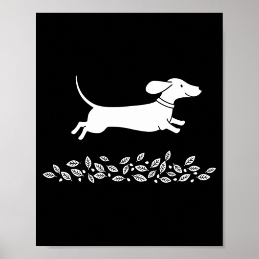 Happy Dachshund With Autumn Leaves For Pet Lovers  ポスター (正面)