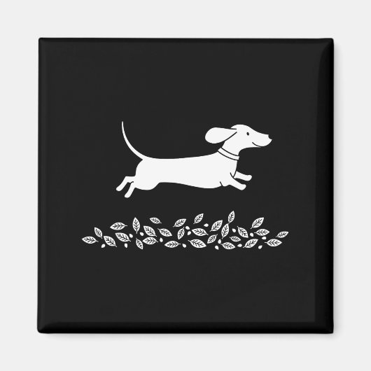 Happy Dachshund With Autumn Leaves For Pet Lovers  マグネット (正面)