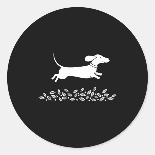 Happy Dachshund With Autumn Leaves For Pet Lovers  ラウンドシール (正面)