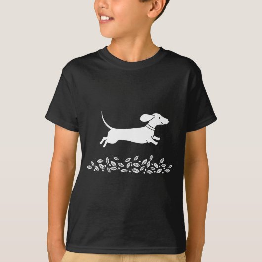Happy Dachshund With Autumn Leaves For Pet Lovers Tシャツ (正面)