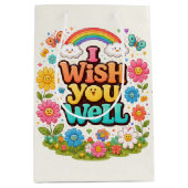 Happy Daisies and Rainbows  ミディアムペーパーバッグ (正面)