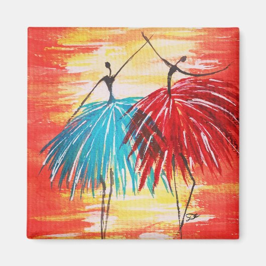 Happy Dancers オリジナルアートマグネット マグネット (正面)
