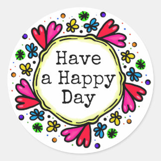 Happy Dayのステッカー前向き考えを持つ ラウンドシール