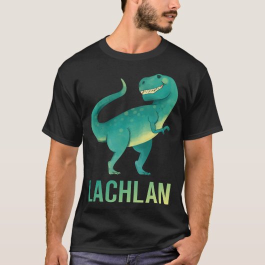 Happy Dinosaur - ラクラン 名前 Tシャツ (正面)